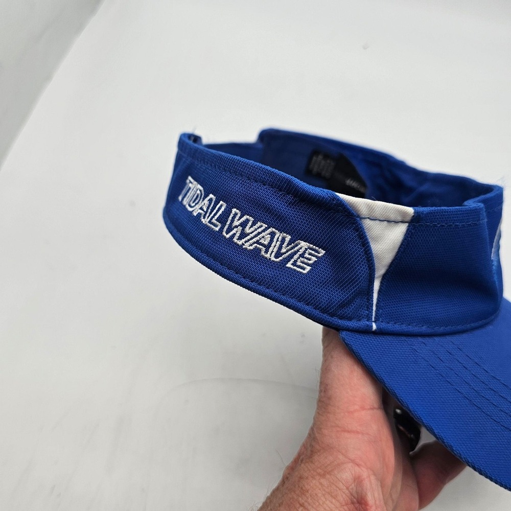 Tidal Wave Hat Visor Strap Back Blue White Embroidered Sport-Tek Mens One Size - Picture 2 of 6